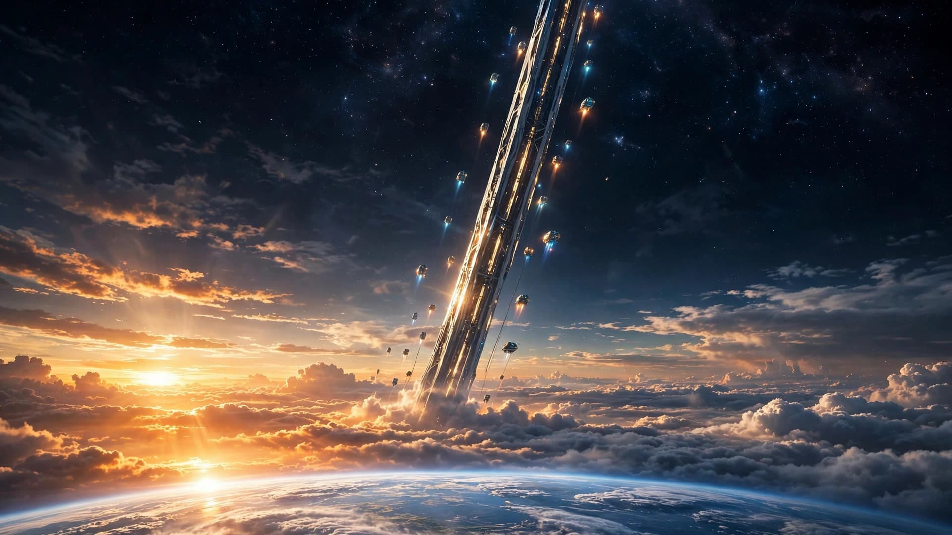 Orbital Elevator at Sunrise