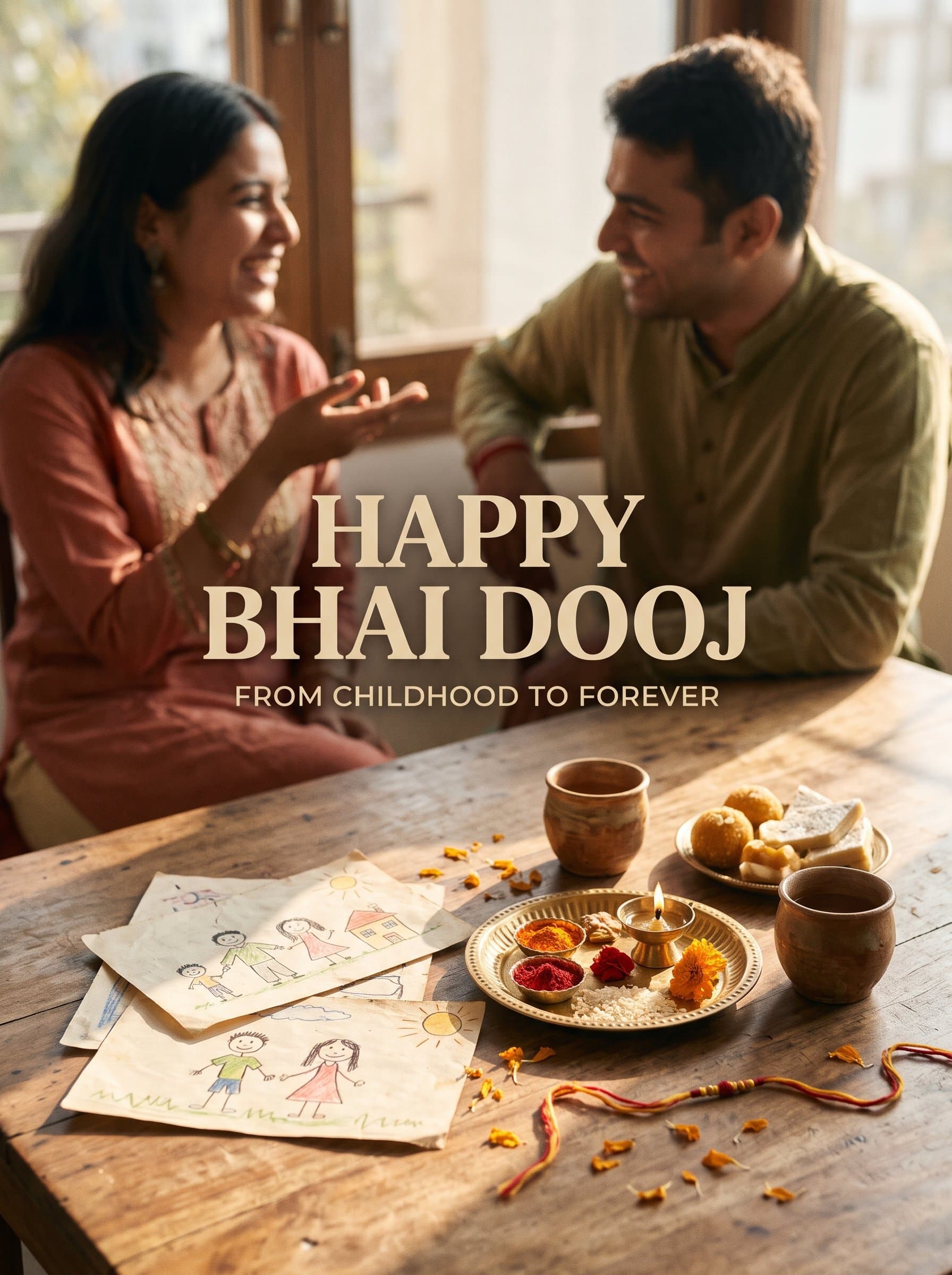 Happy Bhai Dooj Childhood Memories Poster — From Childhood to Forever