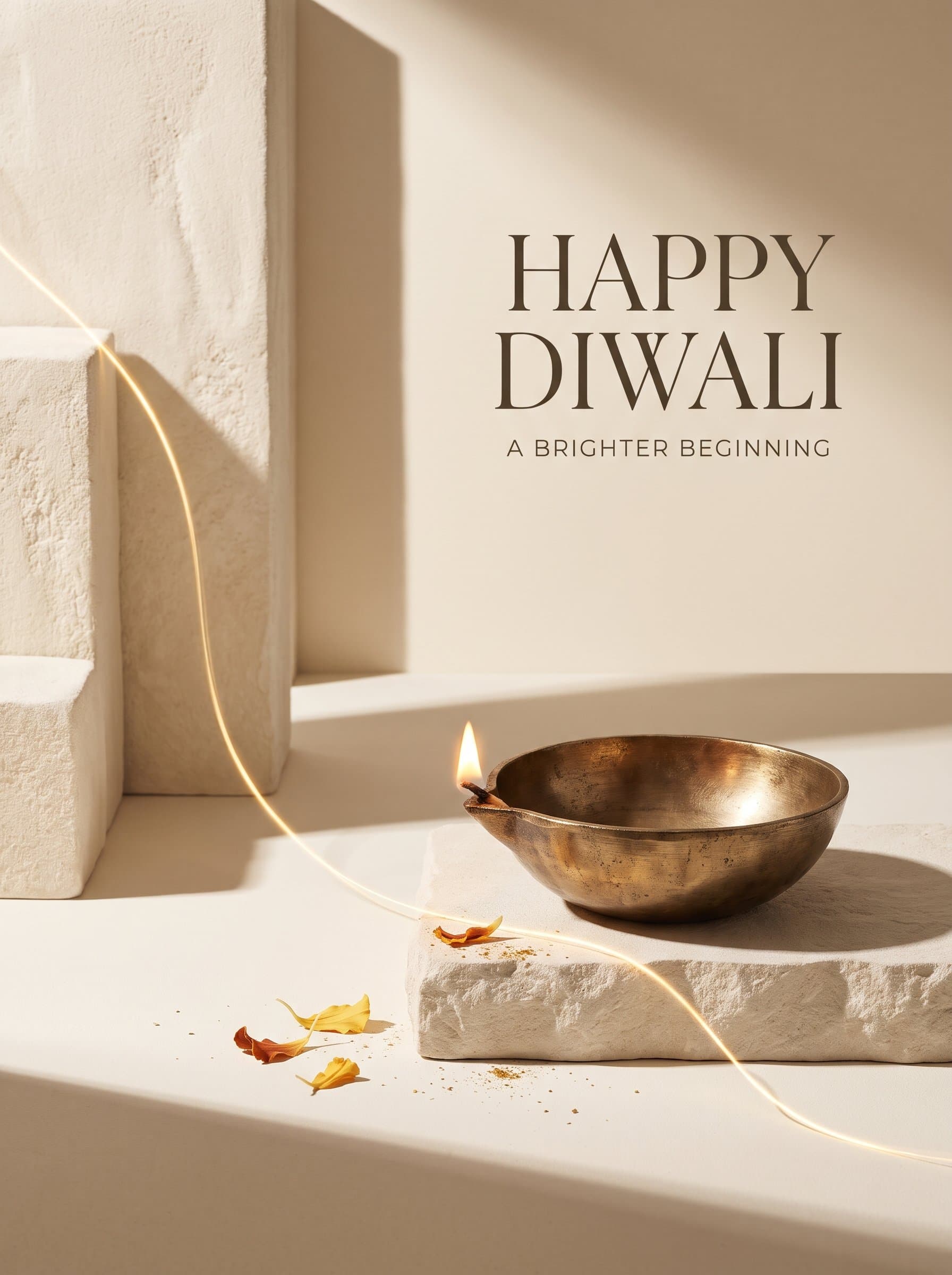 Happy Diwali Minimal Diya Poster — A Brighter Beginning