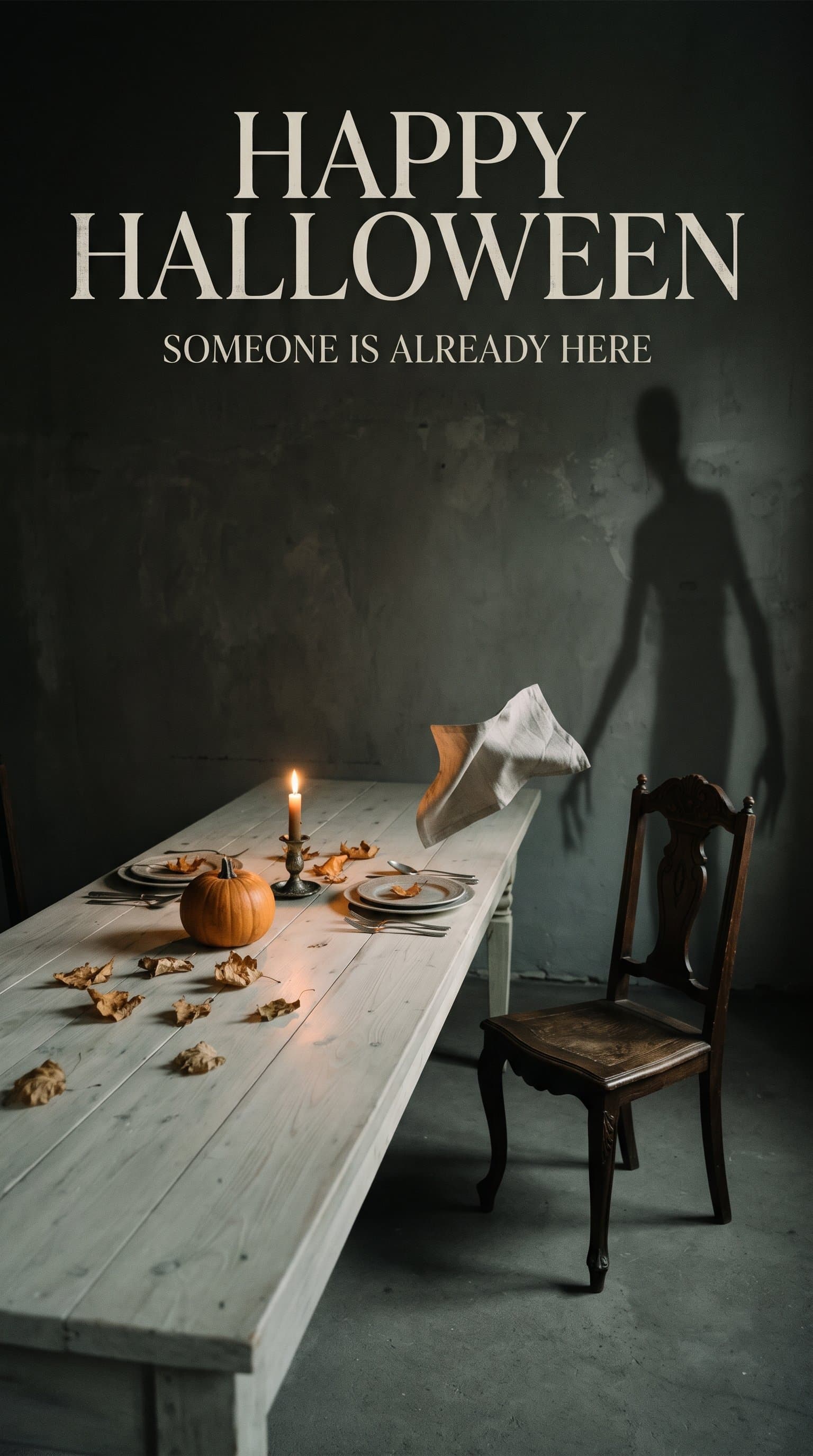 Happy Halloween Haunted Dinner Poster — Someone Is Already Here