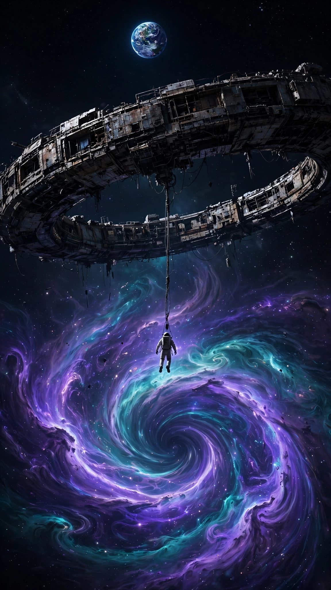 Astronaut and the Wormhole — Epic Sci-Fi Space Phone Wallpaper — free wallpaper preview