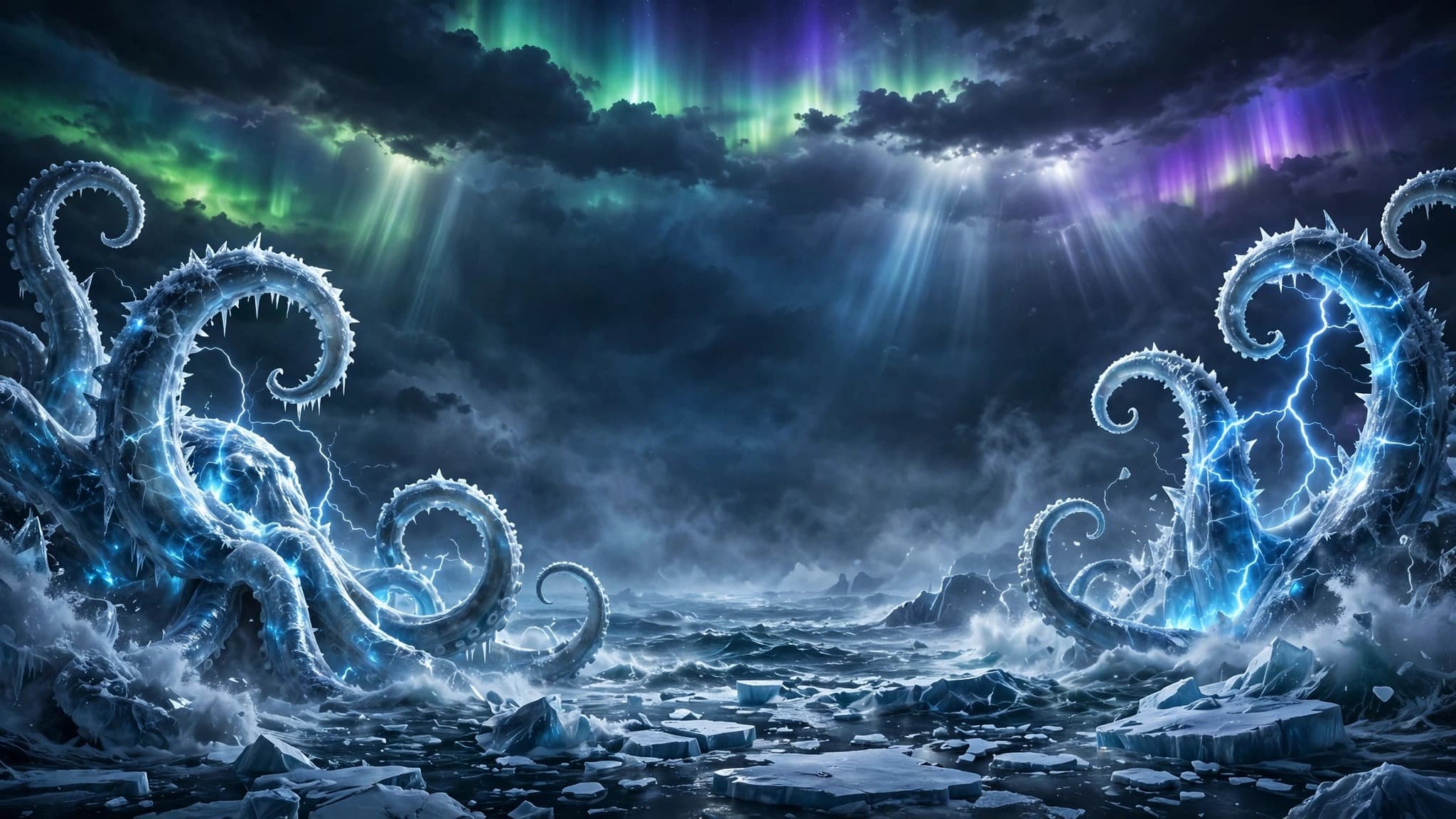 Ice Kraken Aurora — Epic Frozen Ocean Thumbnail Background — free ai image preview