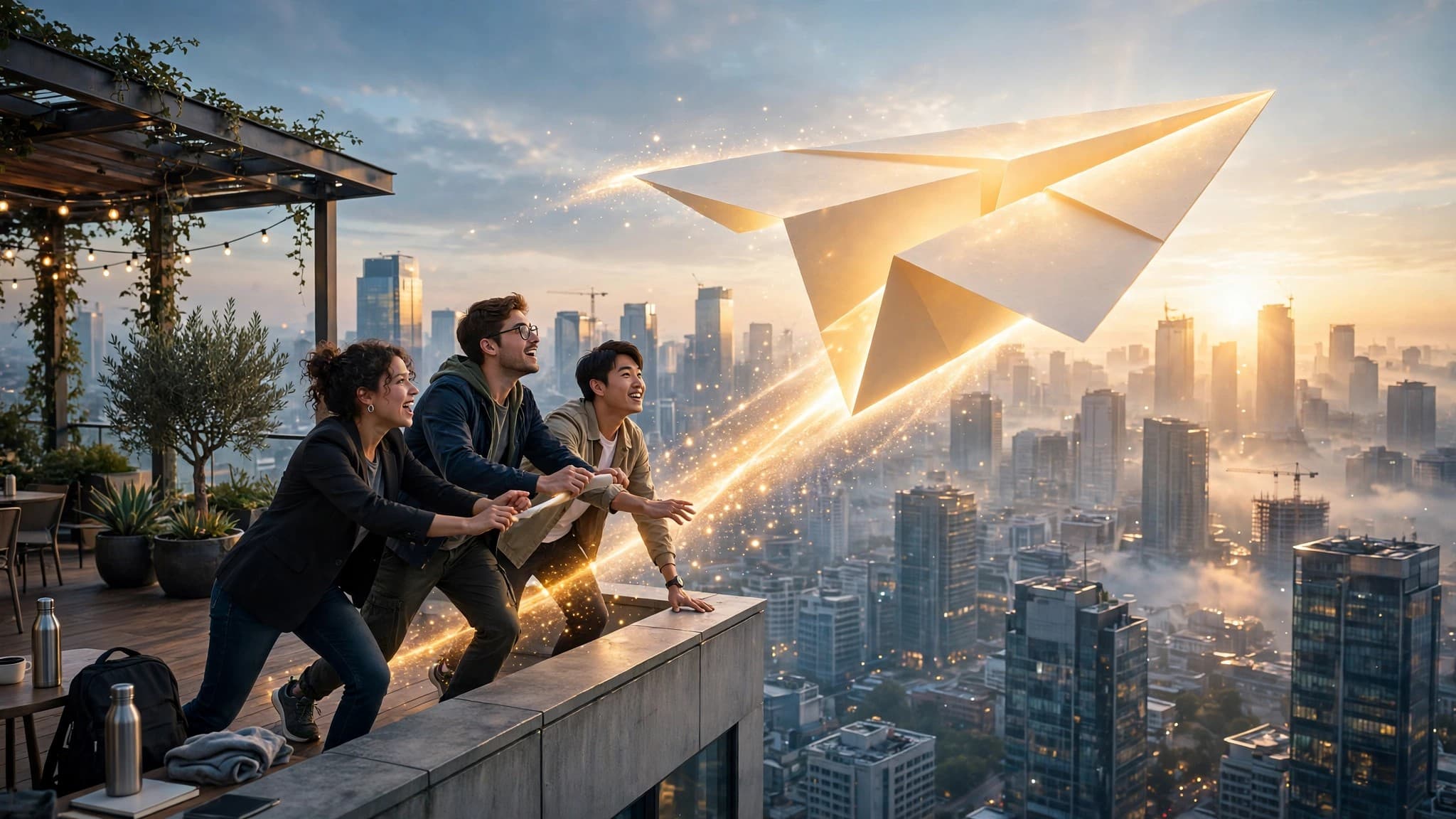 Paper Plane Launch — Startup Ambition Business Visual — free ai image preview