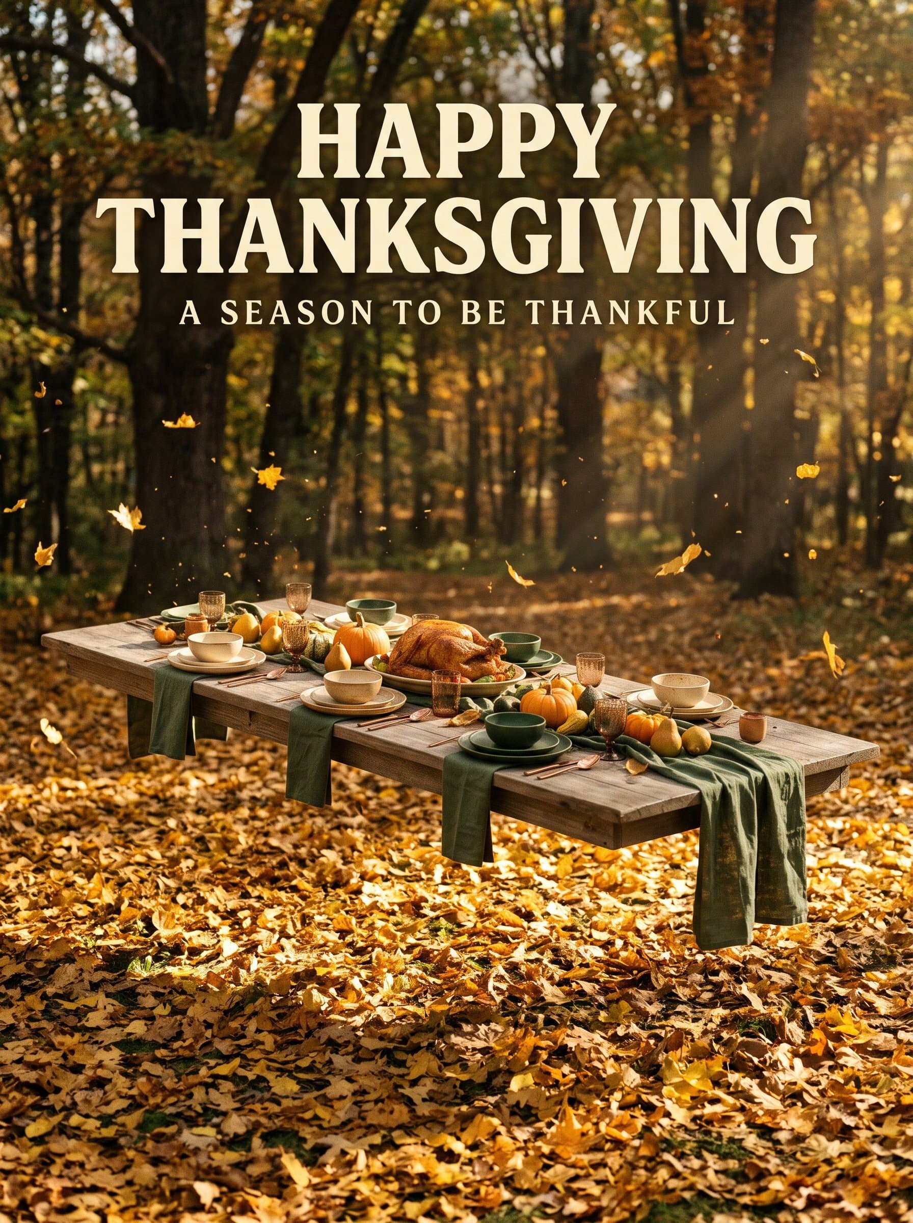 Thanksgiving Forest Feast Poster — A Season to Be Thankful