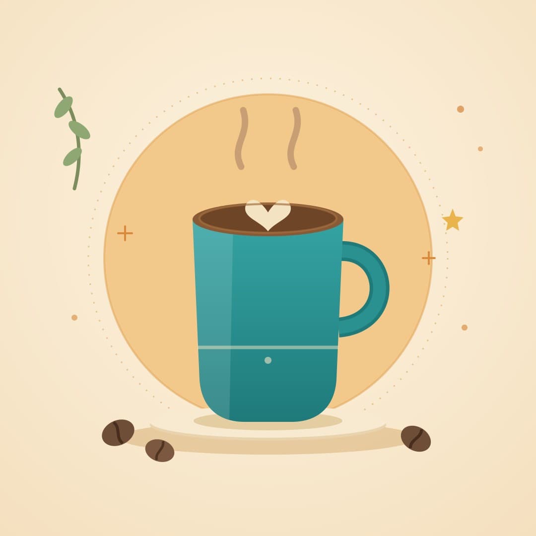 Coffee Cup — Flat Latte Art Mug Vector Illustration