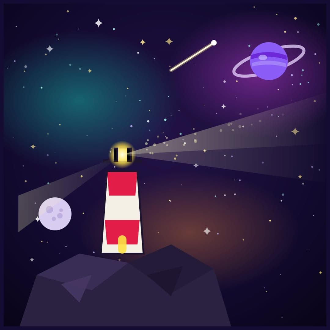 Cosmic Lighthouse — Space Nebula Vector Illustration — free vector preview