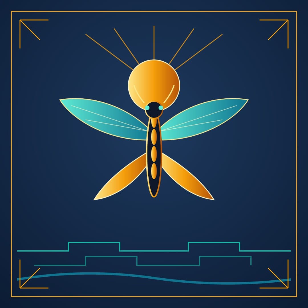 Deco Dragonfly — Art-Deco Dragonfly Sunburst Vector