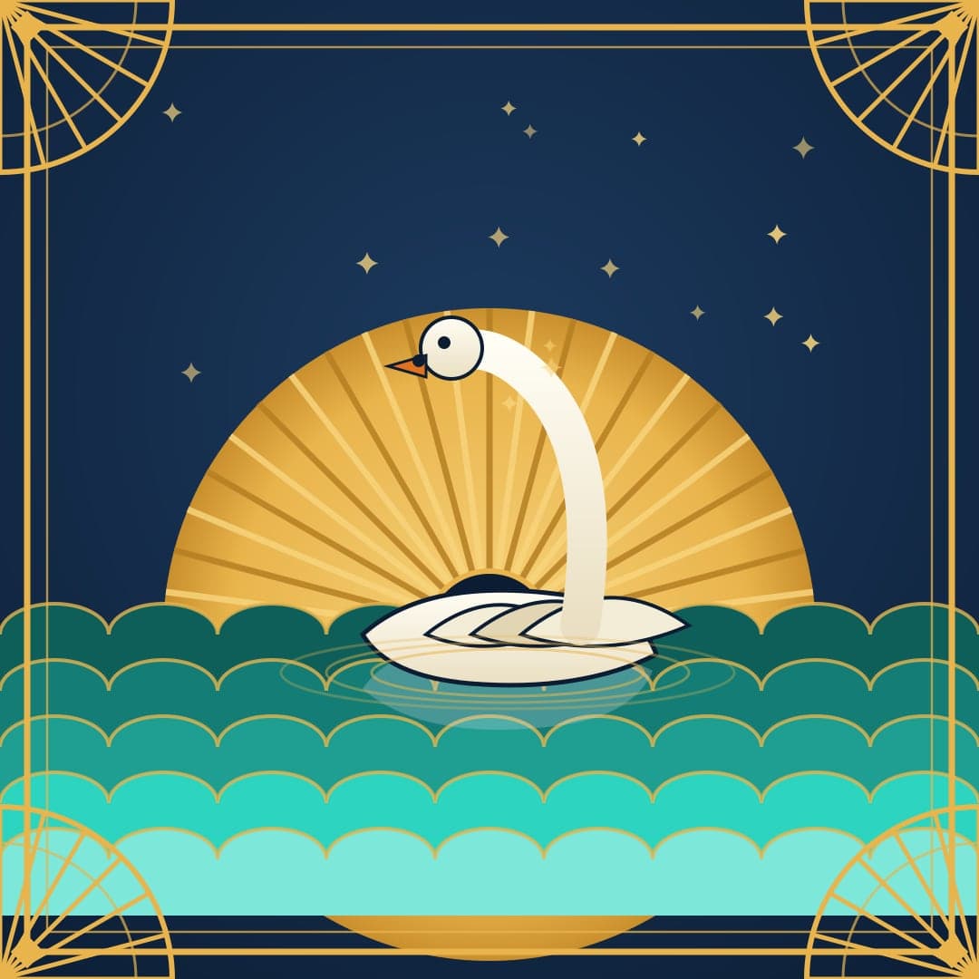 Deco Moon Swan — Art-Deco Gold Swan Vector — free vector preview