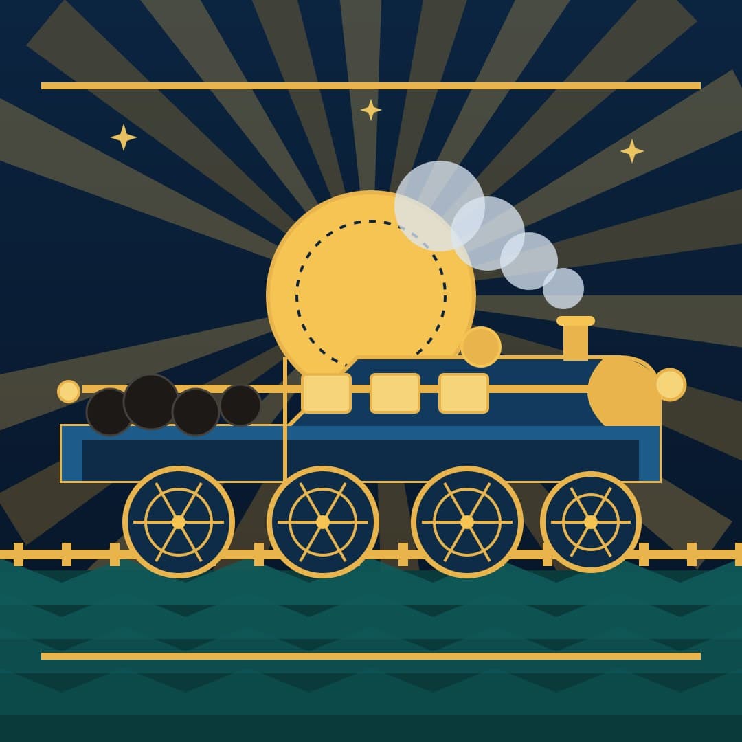 Deco Streamline Train — Art-Deco Locomotive Vector — free vector preview