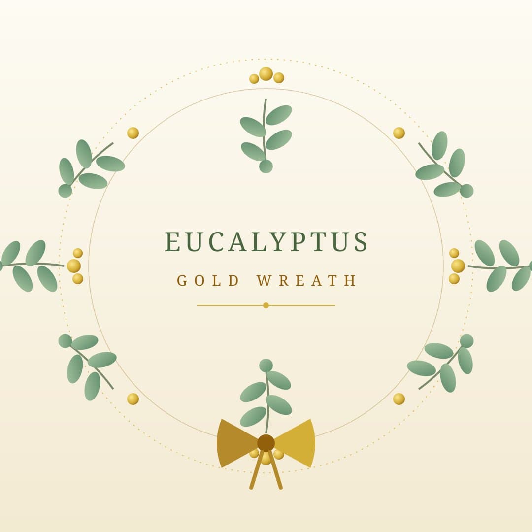 Eucalyptus Gold Wreath — Botanical Vector — free vector preview