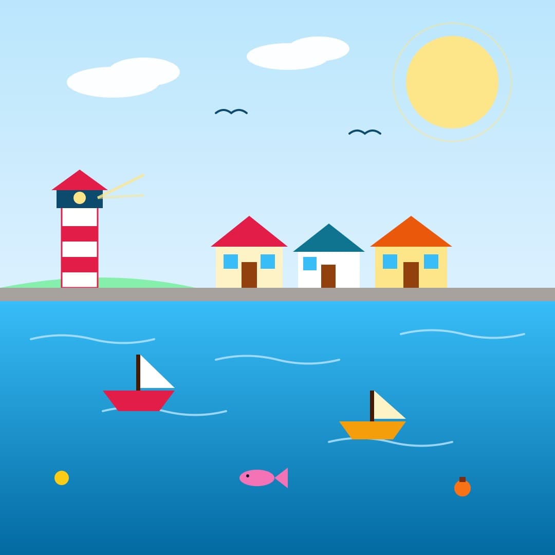 Flat Harbour Village — Seaside Harbour Cottages Vector
