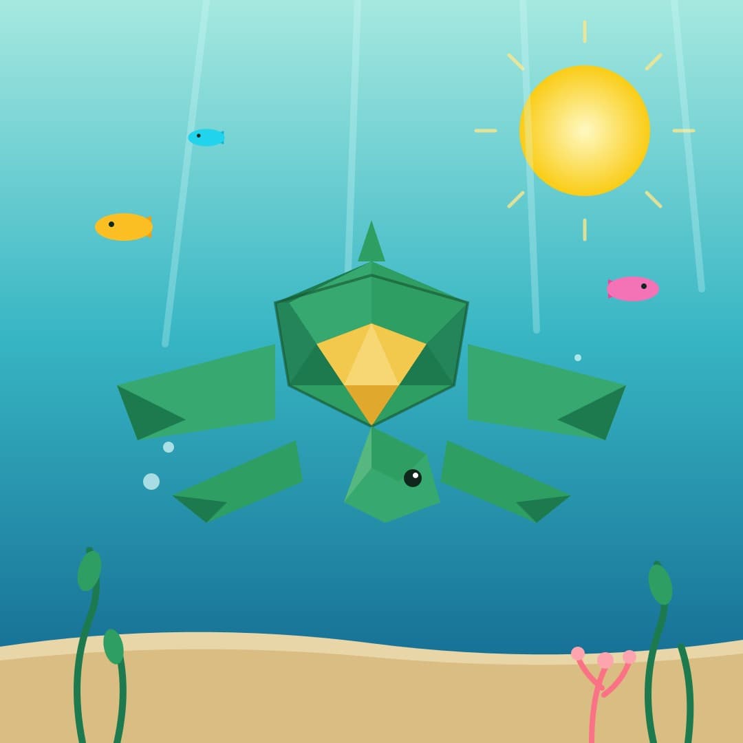 Low-Poly Sea Turtle — Faceted Ocean Turtle Vector — free vector preview