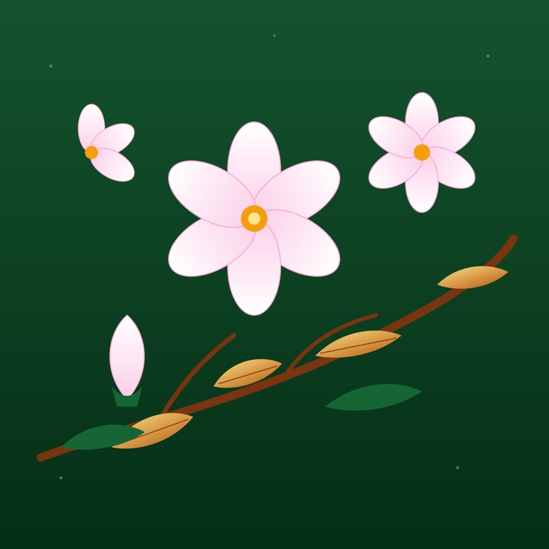 Magnolia Branch Gold — White Magnolia Blossom Vector