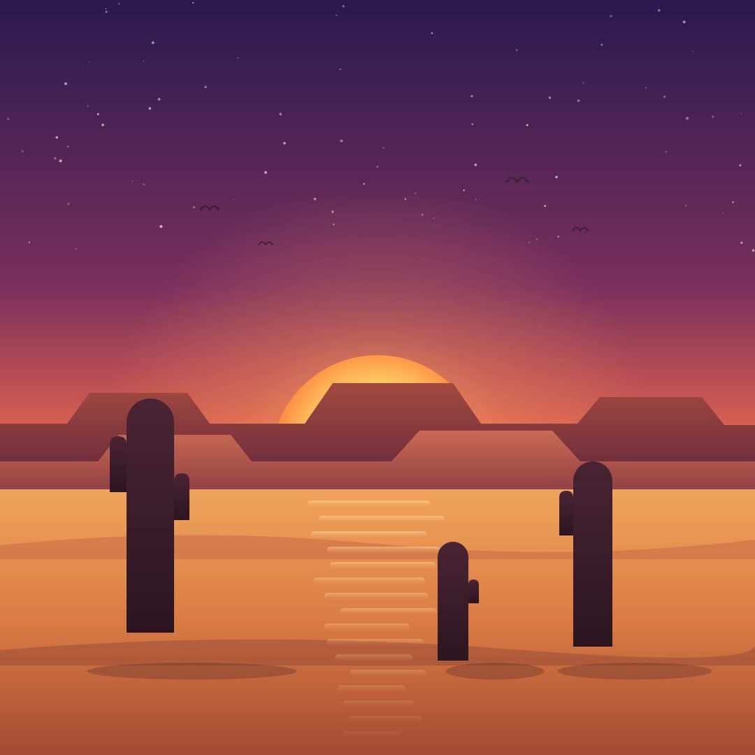 Saguaro Sunset — Minimal Desert Landscape Vector — free vector preview