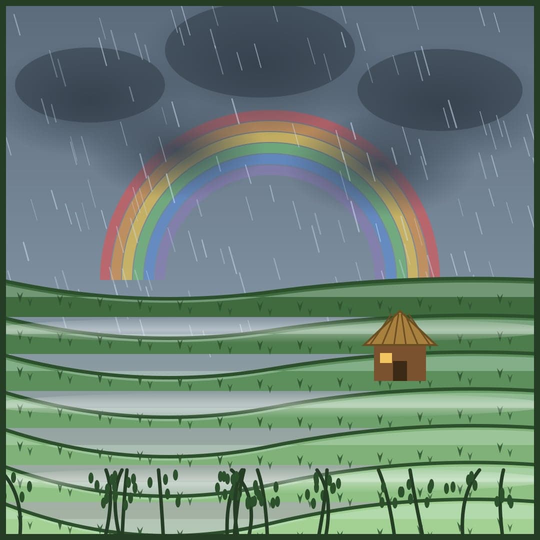 Monsoon Rice Terraces — Rainy Season Landscape Vector — free vector preview