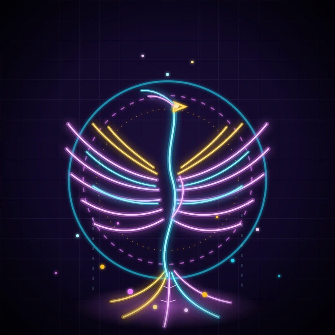 Neon Phoenix Rising — Glowing Line Art Vector — free vector preview