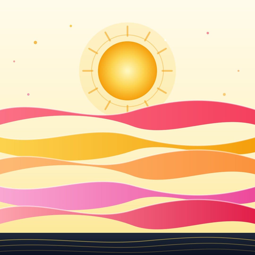 Sunset Sine Waves — Warm Abstract Wave Vector Art