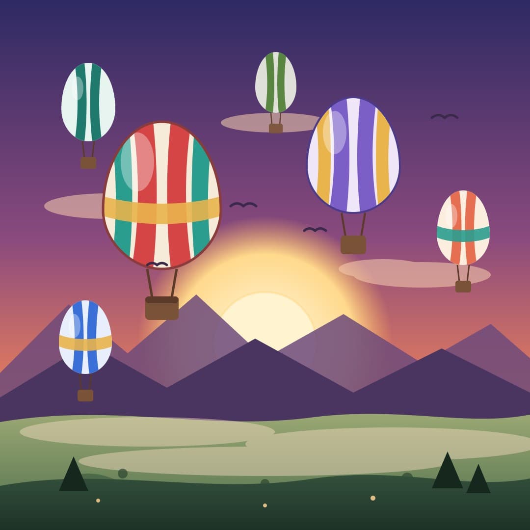 Dawn Balloon Festival — Hot Air Balloons at Sunrise Vector — free vector preview