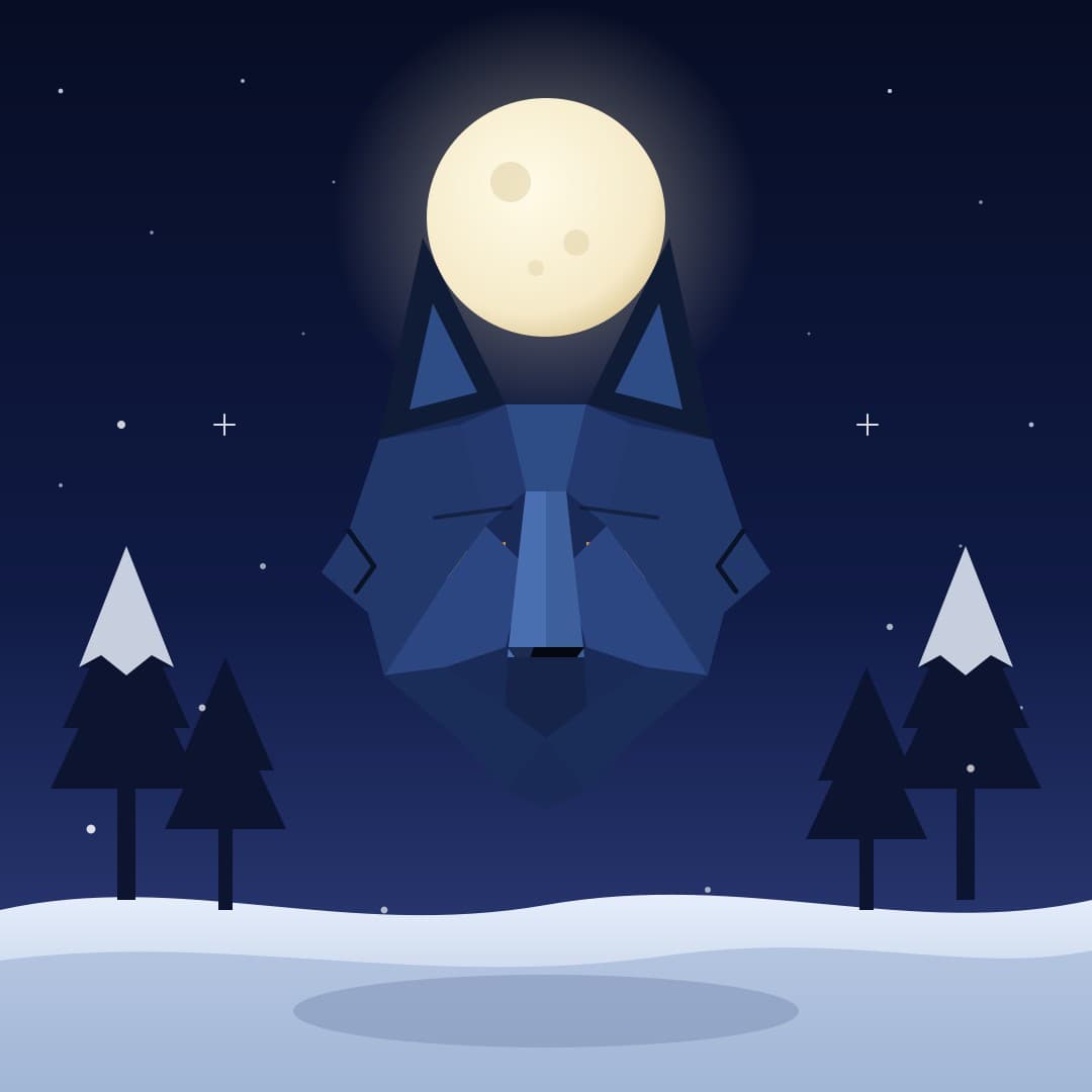 Moonlit Wolf — Low-Poly Geometric Wolf Vector Illustration — free vector preview