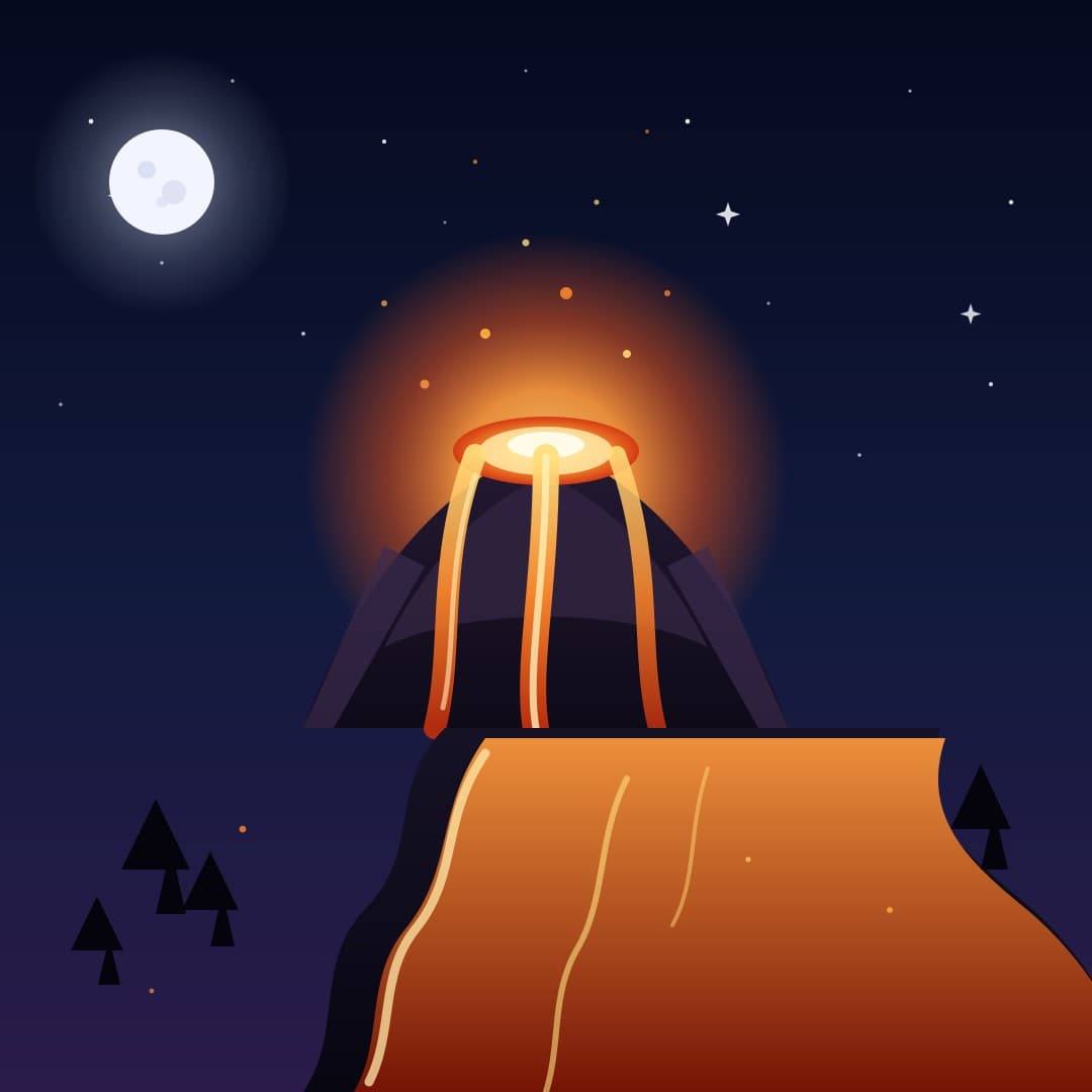 Midnight Volcano — Glowing Lava Night Vector — free vector preview