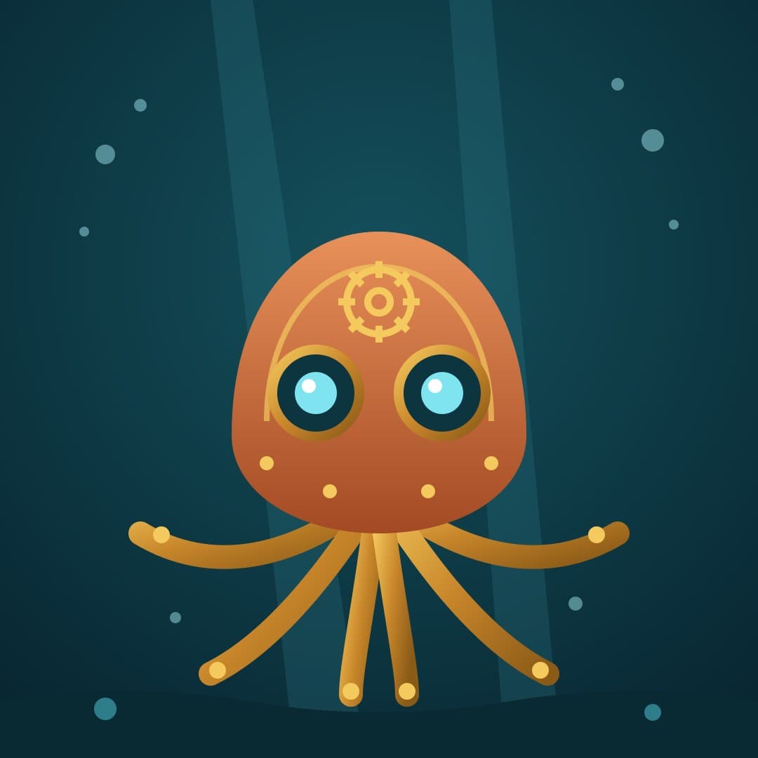 Clockwork Octopus — Steampunk Sea Creature Vector — free vector preview