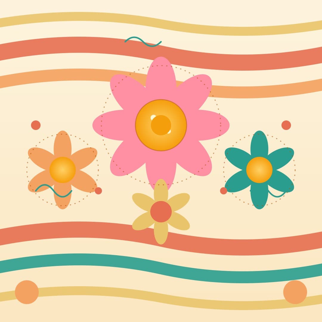 Groovy Flower Power — Retro 70s Daisy Pattern Vector — free vector preview