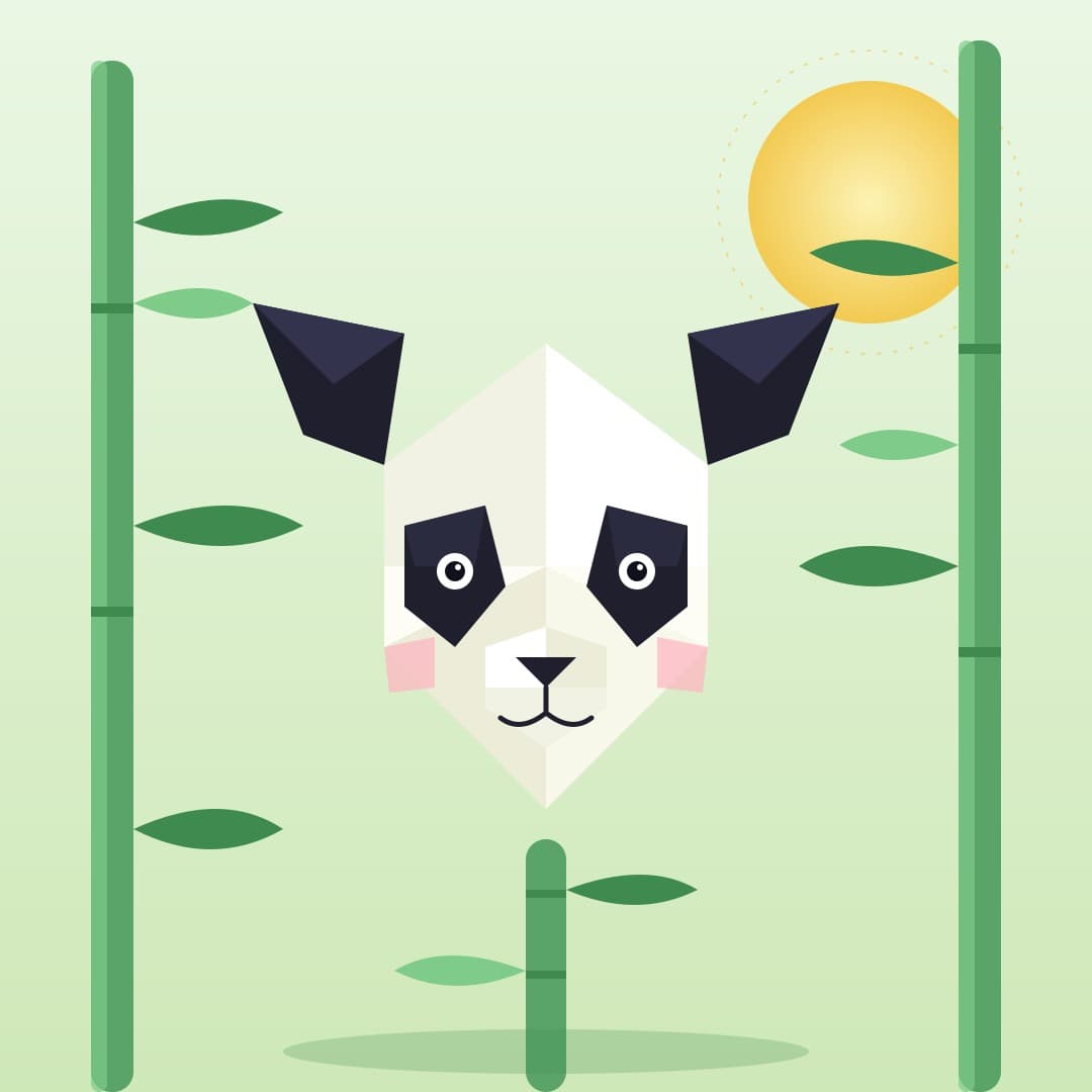 Low-Poly Panda — Geometric Panda & Bamboo Vector — free vector preview