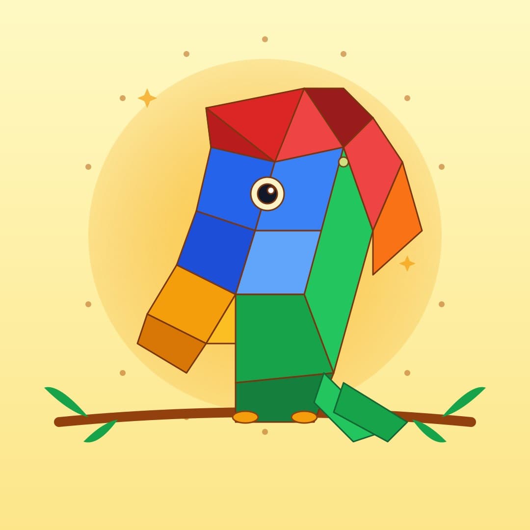 Low-Poly Parrot Head — Geometric Tropical Vector — free vector preview