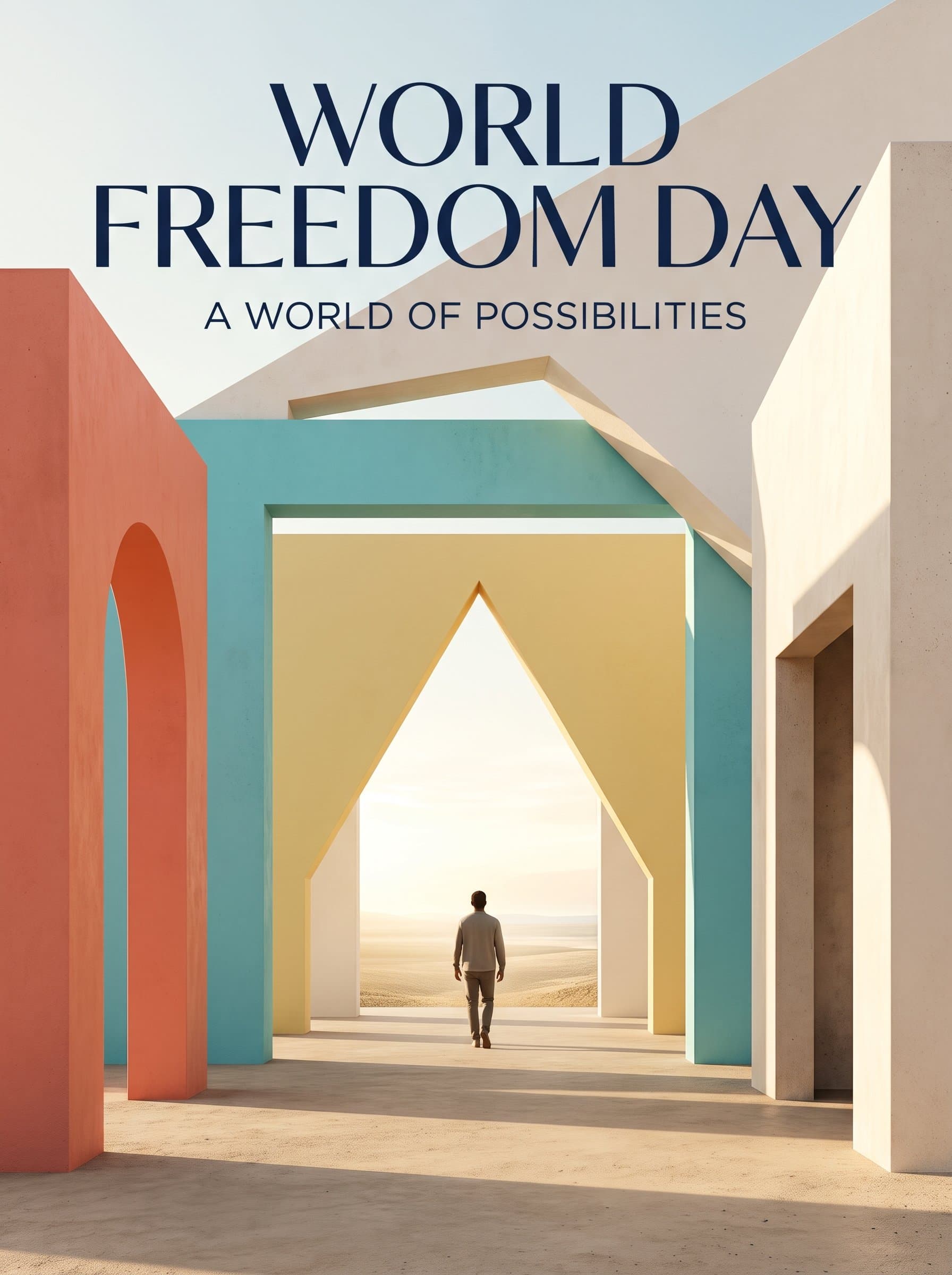 World Freedom Day Colorful Archways Poster — A World of Possibilities