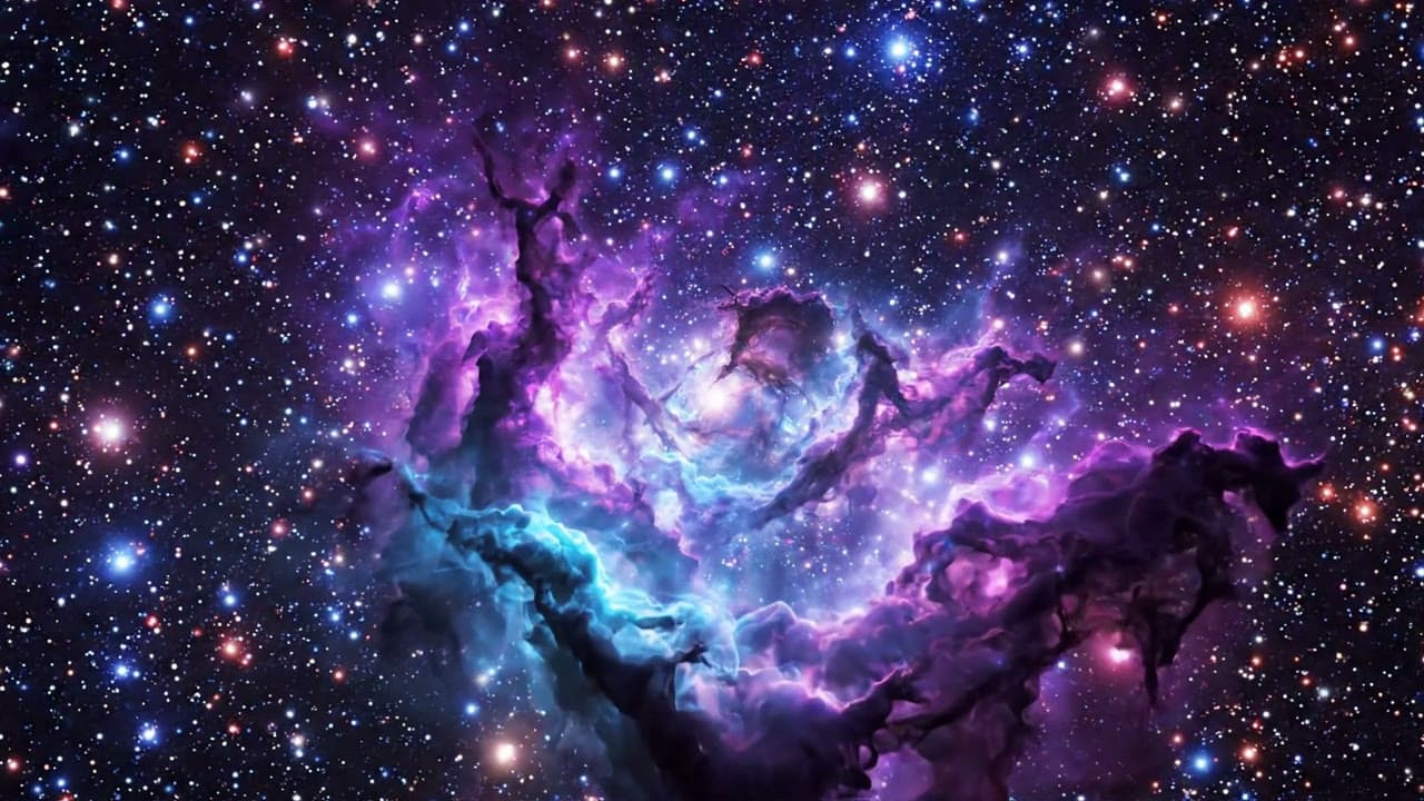 Violet Plasma Nebula Drifting Through Starfield