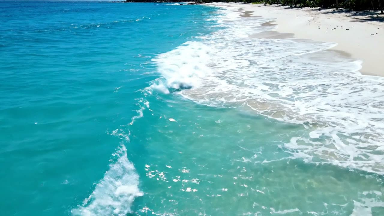 Ocean Waves Rolling Onto Beach — Aerial View