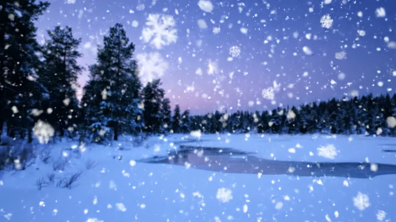 Snowflakes Falling Over a Frozen Lake — Free AI Stock Video