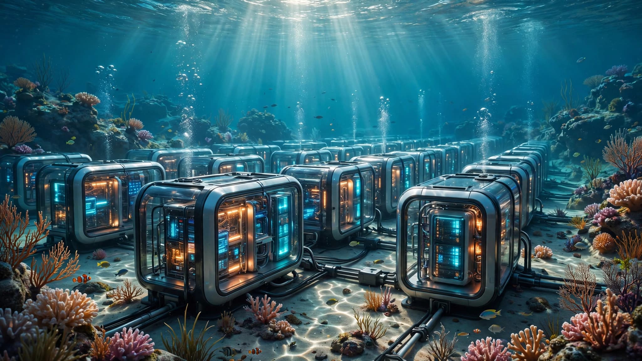 Underwater Data Center on the Ocean Floor — Free Technology Image — free ai image preview