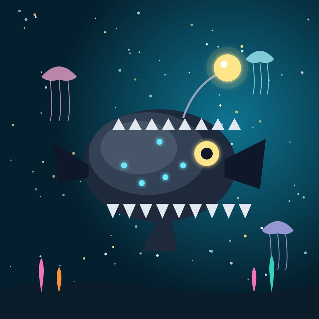 Abyssal Anglerfish Glow — Deep-Sea Creature Vector — free vector preview