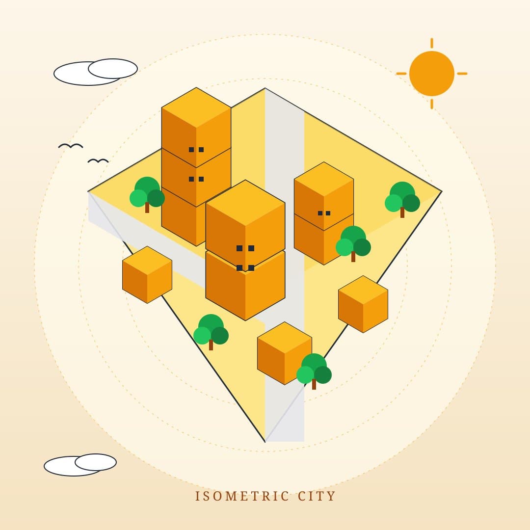 Isometric Cube City — Geometric Town Vector — free vector preview