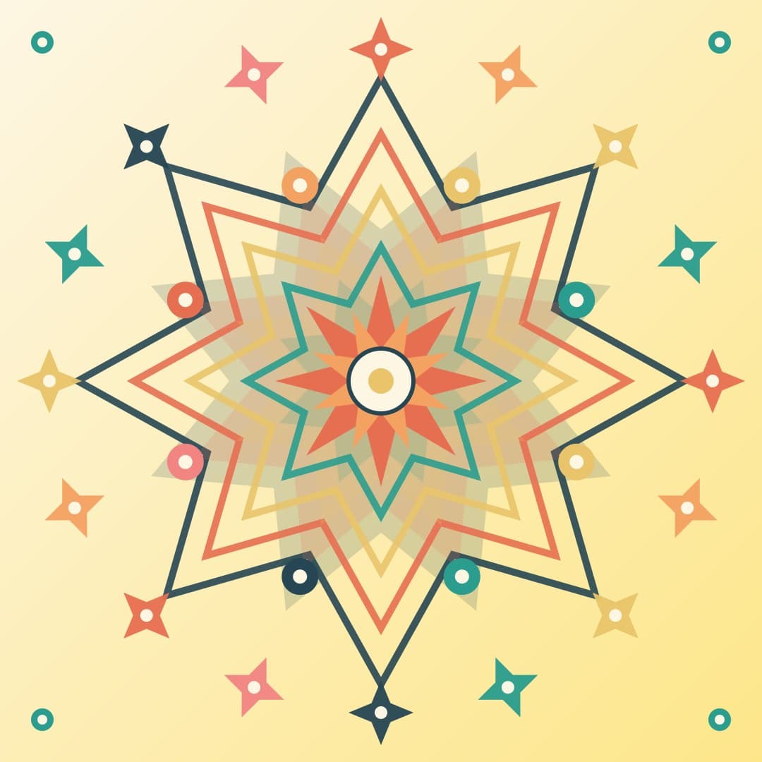 Kaleidoscope Quilt Starburst — Geometric Pattern Vector — free vector preview