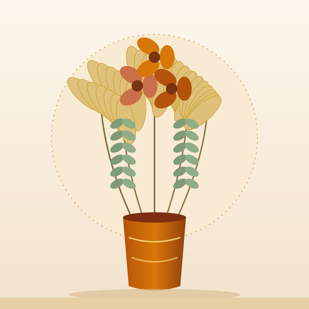 Pampas Vase Still Life — Dried Flowers Vector — free vector preview