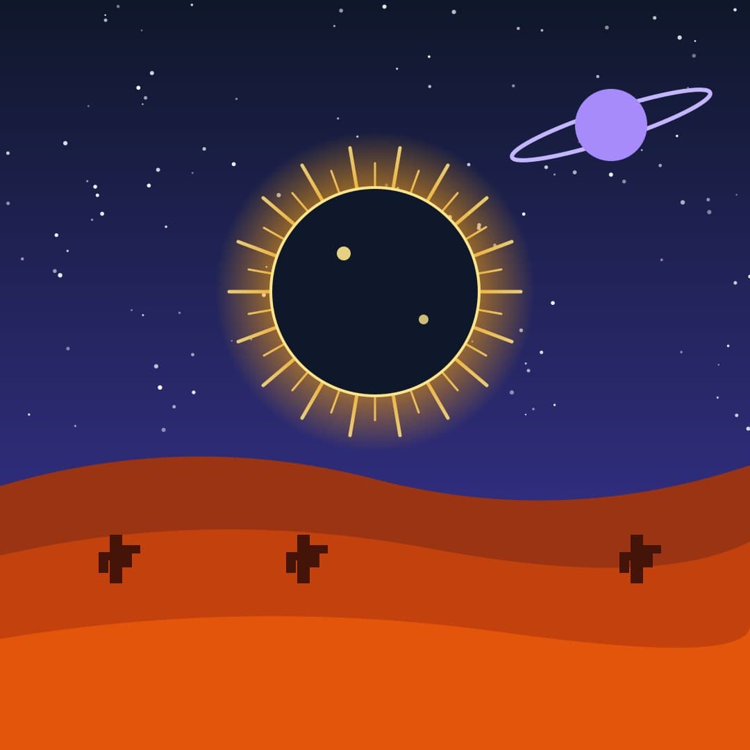 Total Solar Eclipse over Desert Dunes — Cosmic Vector — free vector preview