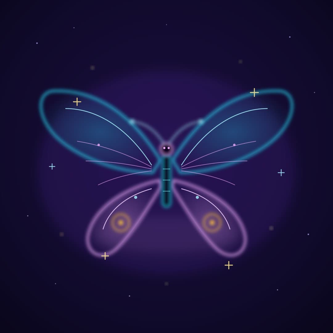 Neon Butterfly Glow — Glowing Line-Art Butterfly Vector — free vector preview