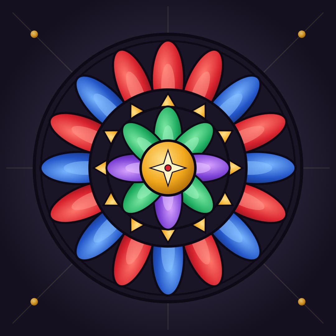 Stained-Glass Rose Window — Cathedral Window Vector — free vector preview