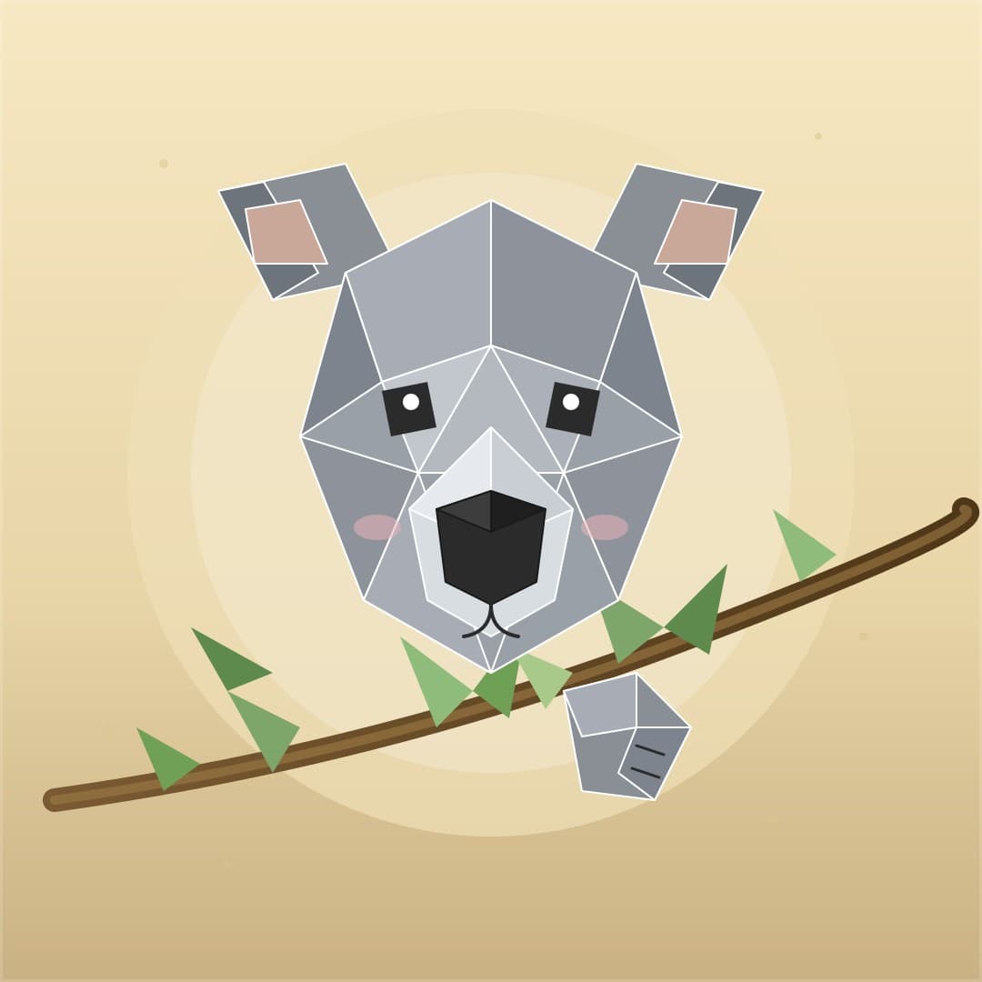 Low-Poly Koala Head — Geometric Eucalyptus Vector — free vector preview