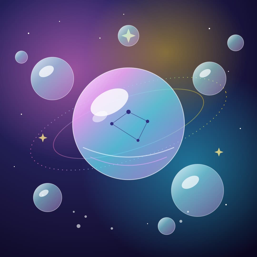 Iridescent Bubble Constellation — Gradient Mesh Abstract Vector — free vector preview