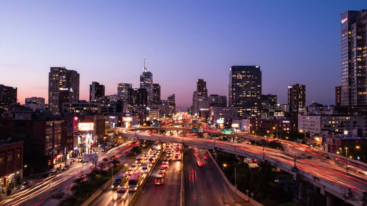 City Traffic Light Trails at Dusk — Free AI Stock Video